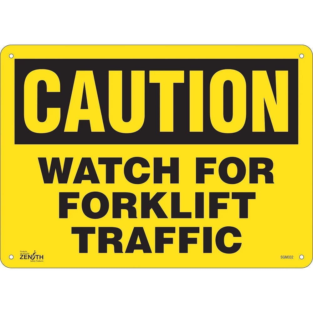 “Caution Watch For Forklift Traffic" Sign - 10 x 14", Plastic