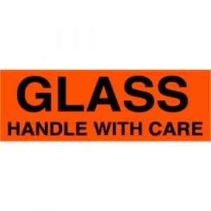 "Glass Handle With Care" Label - 2 x 5"