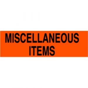 Miscellaneous Items Label