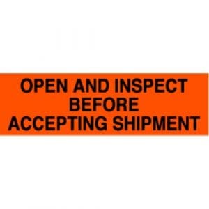 Open and Inspect Before Accepting Shipment Label