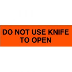 "Do Not Use Knife To Open" Label - 2 x 4"