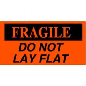 "Fragile Do Not Lay Flat" Label - 3 x 5"