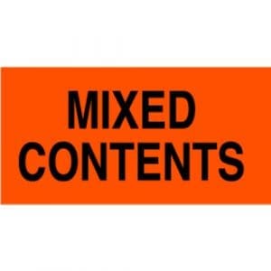 "Mixed Contents" Label - 3 x 5"