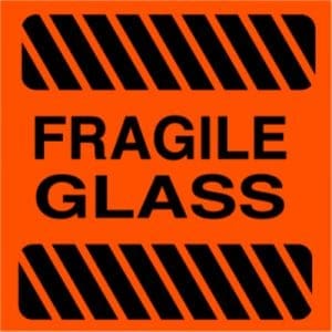 "Fragile Glass" Label - 3 x 3"