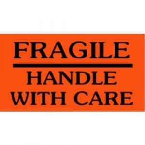 "Fragile Handle With Care" Label - 3 x 4"
