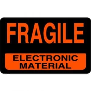 "Fragile Electronic Material" Label - 4-1/2 x 2-7/8"