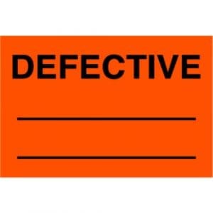 "Defective _____ _____" Label - 2 x 3"