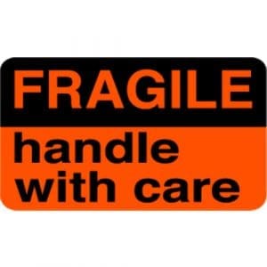 "Fragile Handle With Care" Label - 5 x 2-7/8"