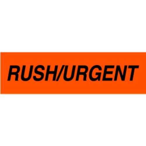 "Rush/Urgent" Label - Black on Red, 1-3/4 x 1/2"