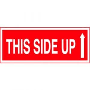 "This Side Up" Label - Red on White, 2" x 5"