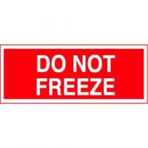 "Do Not Freeze" Label - Red on White, 2" x 5"