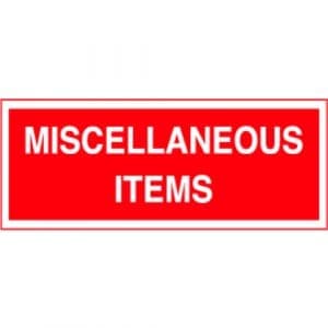 "Miscellaneous Items" Label - Red on White, 2" x 5"