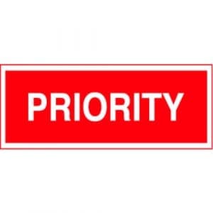 "Priority" Label - Red on White, 2" x 5"