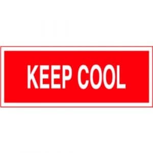 "Keep Cool" Label - Red on White, 2" x 5"