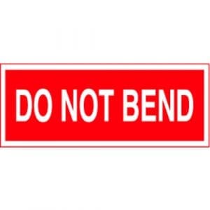 "Do Not Bend" Label - Red on White, 2" x 5"