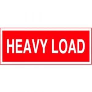 "Heavy Load" Label - Red on White, 2" x 5"
