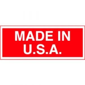 "Made In U.S.A." Label - Red on White, 2" x 5"