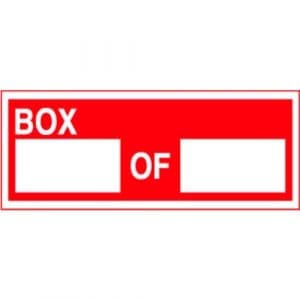 "Box_____ of _____" Label - Red on White, 2" x 5"