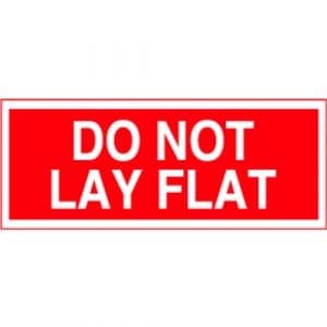 "Do Not Lay Flat" Label - Red on White, 2" x 5"