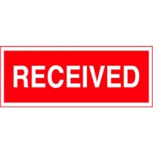 "Received" Label - Red on White, 2" x 5"