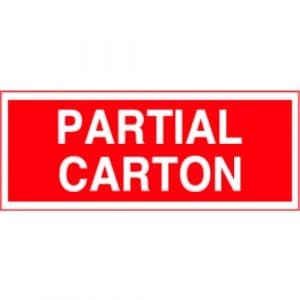 "Partial Carton" Label - Red on White, 2 x 5"