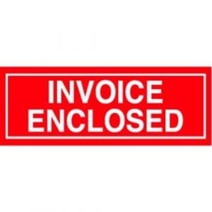 "Invoice Enclosed" Label - Red on White, 2 x 5"