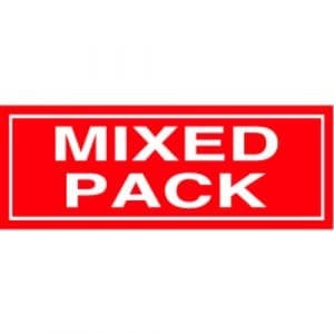 "Mixed Pack" Label - Red on White, 2 x 5"