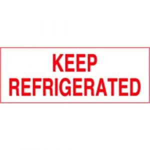 "Keep Refrigerated" Label - Red on White, 2 x 5"