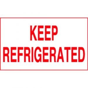 "Keep Refrigerated" Label - Red on White, 3" x 5"