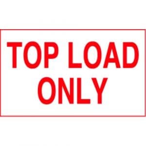 "Top Load Only" Label - Red on White, 3" x 5"