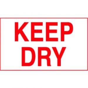 "Keep Dry" Label - Red on White, 3" x 5"