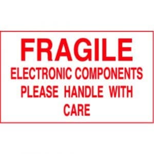 "Fragile Electronic Components" Label - Red on White, 3" x 5"