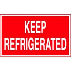 "Keep Refrigerated" Label - Red on White, 3" x 5"