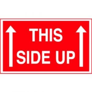 "This Side Up" Label - Red on White, 3" x 5"
