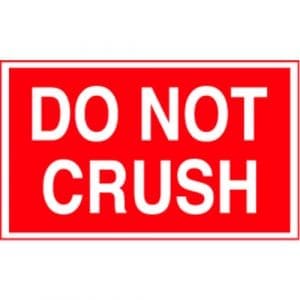 "Do Not Crush" Label - Red on White, 3" x 5"