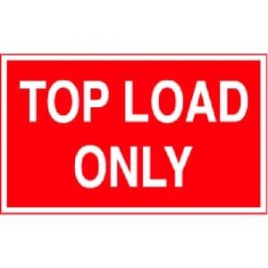 "Top Load Only" Label - Red on White, 3" x 5"