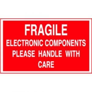 "Fragile, Electronic Components" Label - Red on White, 3" x 5"