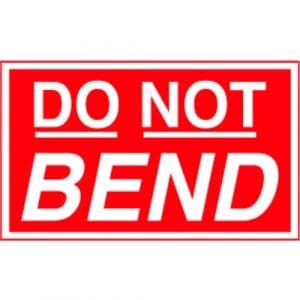 "Do Not Bend" Label - Red on White, 3" x 5"