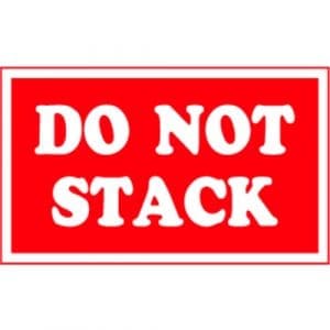 "Do Not Stack" Label - Red on White, 3" x 5"