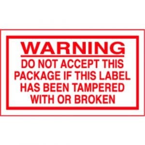 "Warning, Do Not Accept" Label - Red on White, 3" x 5"