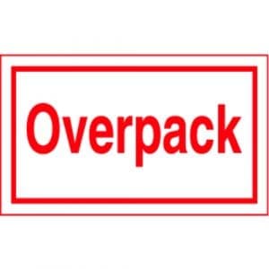 "Overpack" Label - Red on White, 3 x 5"