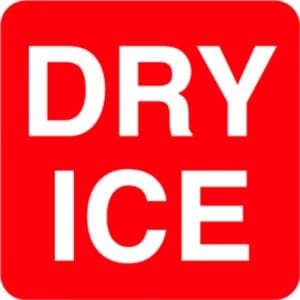 "Dry Ice" Label - Red on White, 4" x 4"