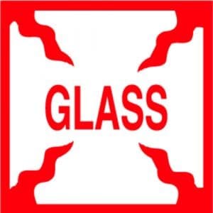 "Glass" Label - Red on White, 4" x 4"