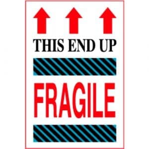 "This End Up, Fragile" Label - 4" x 6"