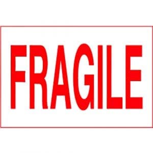"Fragile" Label - Red on White, 4" x 6"
