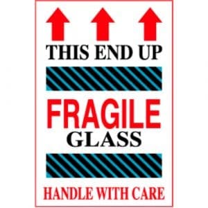 "This End Up Fragile Glass" Label - 4" x 6"
