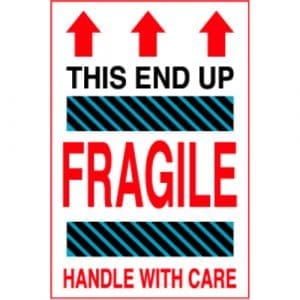 "This End Up Fragile Handle With Care" Label - 4" x 6"