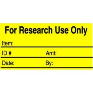 "For Research Use Only" Label - 1" x 2"