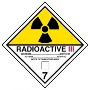 T.D.G. Labels - "Radioactive Materials III", 4 x 4"