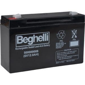 Beghelli BA-6-12.0BB Sealed Lead Acid Battery - 6V, 12 Ah